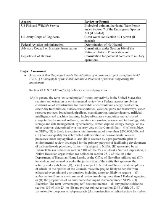 FAST-41 Covered Projects Postings by Agencies for Samantha Solar ...